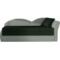 Banquette lit gigogne en tissu de qualité bicolore noir et gris-vert, angle droit- AGATA, 3 places
