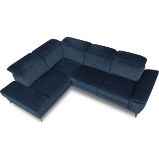 Canapé d'angle avec relax électrique tissu bouclette sensation velours