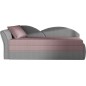 Banquette lit gigogne en tissu de qualité rose et gris, angle gauche - AGATA, 3 places