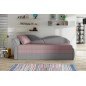 Banquette lit gigogne en tissu de qualité rose et gris, angle gauche - AGATA, 3 places