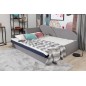 Banquette lit gigogne en tissu de qualité rose et gris, angle gauche - AGATA, 3 places