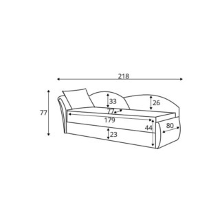 Banquette lit gigogne en tissu de qualité rose et gris, angle gauche - AGATA