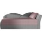 Banquette lit gigogne en tissu de qualité rose et gris, angle droit - AGATA, 3 places