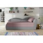 Banquette lit gigogne en tissu de qualité rose et gris, angle droit - AGATA, 3 places