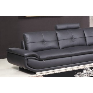 Canapé d'angle en cuir buffle italien de luxe 6/7 places BELLALIGNA, noir, angle droit