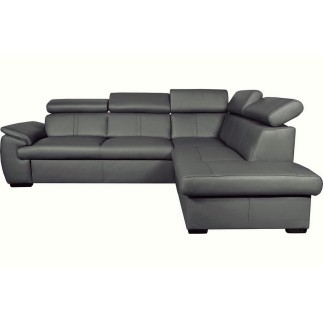 2eme paiement commande : Canapé d'angle en 100% cuir de luxe italien convertible et avec coffre, 5/6 places citizen, couleur gri