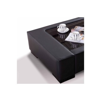 Table basse en cuir italien ZANA, noir