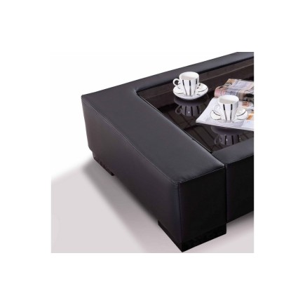 Table basse en cuir italien ZANA, noir