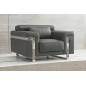 Ensemble canapé 3 places et 2 places et fauteuil en cuir italien buffle VERONE, couleur gris foncé