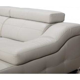 Canapé d'angle double relax en cuir de buffle italien de luxe 5 places BiRELAX, blanc cassé, angle droit