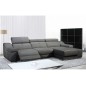 Canapé d'angle double relax en cuir de buffle italien de luxe 5 places BiRELAX, gris foncé, angle droit