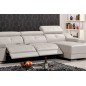 Canapé d'angle double relax en cuir de buffle italien de luxe 5 places BiRELAX, gris foncé, angle droit