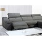 Canapé d'angle double relax en cuir de buffle italien de luxe 5 places BiRELAX, gris foncé, angle droit