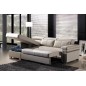 - Canapé d'angle convertible en cuir buffle italien 5 places, ALLURE, beige, angle gauche