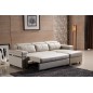 Canapé d'angle convertible en cuir buffle italien 5 places, ALLURE, beige, angle droit