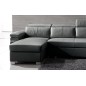 Canapé d'angle convertible en cuir buffle italien 5 places, ALLURE, gris foncé, angle gauche