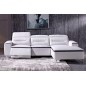 Canapé d'angle relax en cuir buffle italien de luxe FUNRELAX, blanc et noir, angle droit, 5 places
