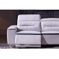 Canapé d'angle relax en cuir buffle italien de luxe FUNRELAX, blanc et noir, angle droit, 5 places