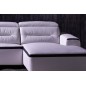 Canapé d'angle relax en cuir buffle italien de luxe FUNRELAX, blanc et noir, angle droit, 5 places