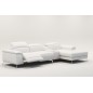 Canapé d'angle en cuir italien 5 places RELAXIA, blanc, angle droit