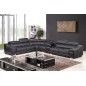 - Canapé d'angle en cuir buffle italien de luxe 7 places LONDRES noir, angle gauche