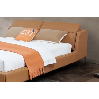 Lit design de luxe VERDI, avec sommier à lattes, marron, 140x200
