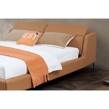 Lit design de luxe VERDI, avec sommier à lattes, marron, 140x200