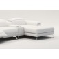 Canapé d'angle en cuir italien 5 places RELAXIA, blanc, angle droit