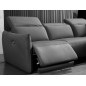 Canapé d'angle avec un relax électrique en cuir de buffle italien de luxe 6 places BOSTON gris foncé, angle droit