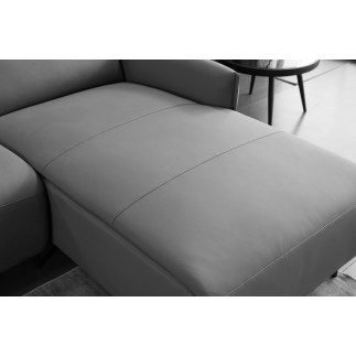 Canapé d'angle avec un relax électrique en cuir de buffle italien de luxe 6 places BOSTON gris foncé, angle droit