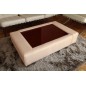 Table basse en cuir italien ZANA, beige
