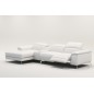 Canapé d'angle en cuir italien 5 places RELAXIA, blanc, angle gauche