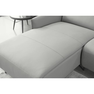 Canapé d'angle avec un relax électrique en cuir de buffle italien de luxe 6 places BOSTON gris clair, angle gauche