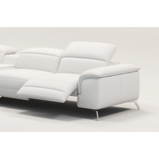 Canapé d'angle en cuir italien 5 places RELAXIA, blanc, angle gauche