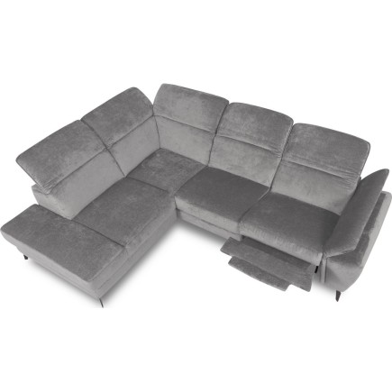 Canapé d'angle avec relax électrique tissu bouclette sensation velours