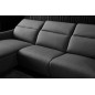 - Canapé d'angle avec un relax électrique en cuir de buffle italien de luxe 6 places BOSTON noir, angle gauche