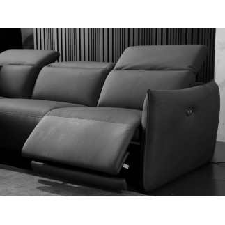 - Canapé d'angle avec un relax électrique en cuir de buffle italien de luxe 6 places BOSTON noir, angle gauche