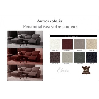 Canapé d'angle avec un relax électrique en cuir de buffle italien de luxe 6 places BOSTON couleur personnalisée, angle gauche