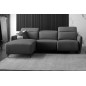 - Canapé d'angle avec un relax électrique en cuir de buffle italien de luxe 6 places BOSTON gris foncé, angle gauche