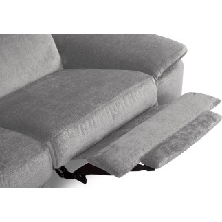 Canapé d'angle avec relax électrique tissu bouclette sensation velours