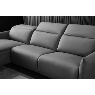 - Canapé d'angle avec un relax électrique en cuir de buffle italien de luxe 6 places BOSTON gris foncé, angle gauche