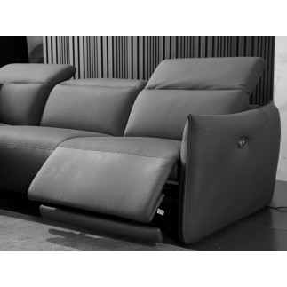 - Canapé d'angle avec un relax électrique en cuir de buffle italien de luxe 6 places BOSTON gris foncé, angle gauche
