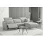 Canapé d'angle avec un relax électrique en cuir de buffle italien de luxe 6 places BOSTON gris clair, angle droit