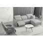 Canapé d'angle avec un relax électrique en cuir de buffle italien de luxe 6 places BOSTON gris clair, angle droit