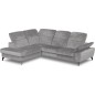 Canapé d'angle avec relax électrique tissu bouclette sensation velours, 5/6 places SINATRA, gris, angle gauche