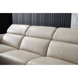 - Canapé d'angle en cuir buffle italien de luxe 6/7 places LORENZO, beige, angle gauche