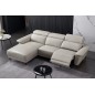 - Canapé d'angle en cuir buffle italien de luxe 6/7 places LORENZO, gris clair, angle gauche