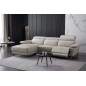 - Canapé d'angle en cuir buffle italien de luxe 6/7 places LORENZO, gris clair, angle gauche