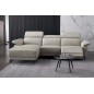 - Canapé d'angle en cuir buffle italien de luxe 6/7 places LORENZO, gris clair, angle gauche