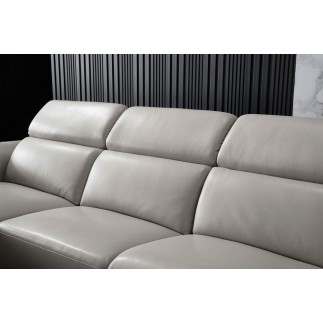 - Canapé d'angle en cuir buffle italien de luxe 6/7 places LORENZO, gris clair, angle gauche